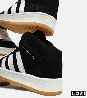 کفش کتانی نیم ساق مردانه و زنانه مشکی سفید ADIDAS Campus