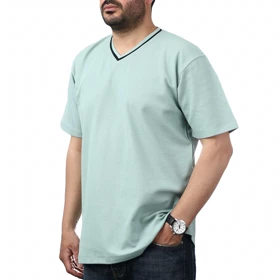 تیشرت آستین کوتاه یقه هفت مردانه کاکتوس مدل 2612545