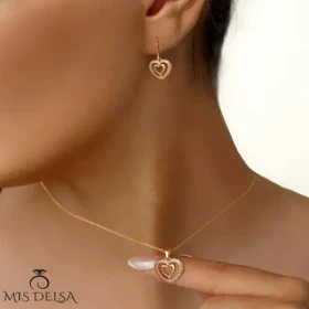 نیم ست نگین‌دار طرح قلب ysx