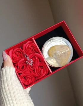 پک مروارید عشق + باکس گل قرمز