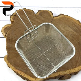 توری روغن گیر مربع استیل دسته تاشو کوچک