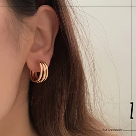 گوشواره زنانه حلقه‌ای سه لاین