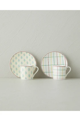 سرویس فنجان قهوه دو نفره English Home مدل New Bone China - چندرنگ
