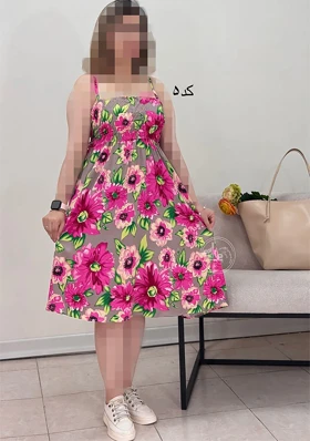 پیراهن نخی گل‌گلی