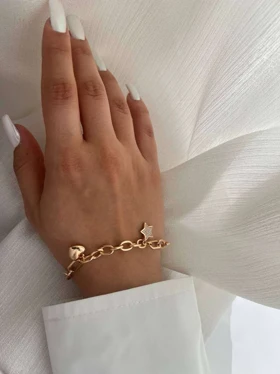 دستبند زنانه طرح تیفانی با آویز قلب و ستاره ژوپینگ