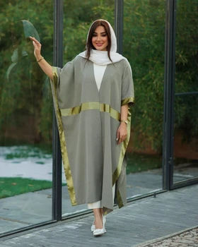مانتو مدل عبایی ساتن دار کد 792