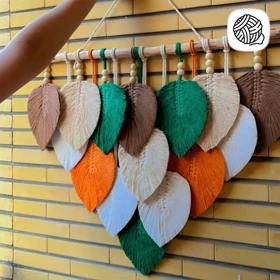 دیوار کوب مکرومه بافی مدل پر برگ کد 01 (طول 80cm)