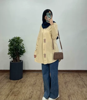 مانتو لینن دکمه مخفی پانیا