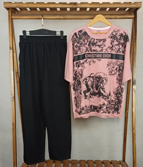 ست تیشرت شلوار (ME-12- 1257/1) (صورتی)