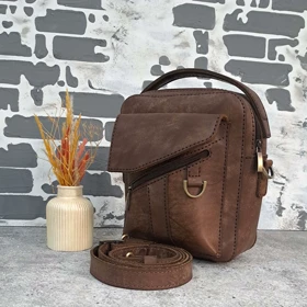 کیف دوشی مردانه چرم طبیعی پتینه