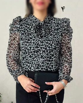 شومیز حریر آستین پفی 7