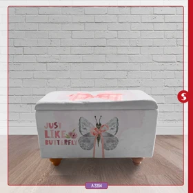 صندوق اسباب بازی چوبی اتاق کودک برند مینوریا طرح پروانه کد p-461
