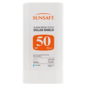 ضد آفتاب صورت و بدن بی رنگ سان سیف مدل Solar Shield SPF50 پوست خشک