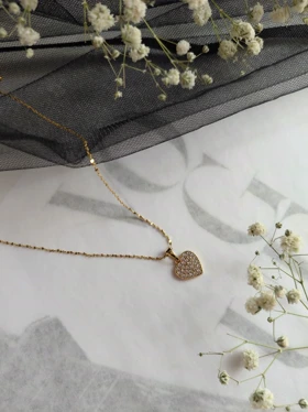 پلاک قلب فول نگین برند ژوپینگ