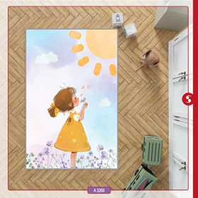 فرشینه اتاق کودک برند مینوریا کیدز طرح دخترانه کد p-344