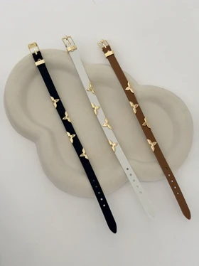 دستبند چرم زنانه طرح LV