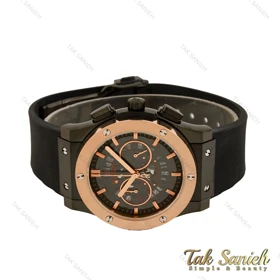 ساعت هابلوت مردانه سه موتوره مشکی زه رزگلد صفحه اسکلتون Hublot-5639-G