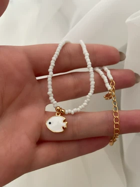 پابند مهره ای با آویز ماهی میناکاری ysx