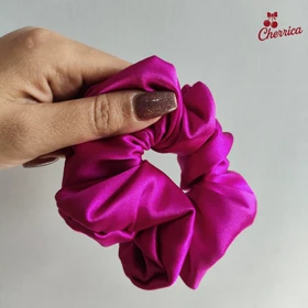 کش اسکرانچی ساتن سایز بزرگ صورتی کد 1