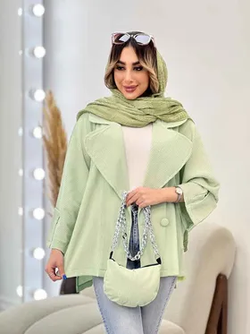 مانتو تک دکمه دو جیب کیف دار