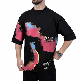 تیشرت آستین کوتاه مردانه مشکی دونخ مدل MAP