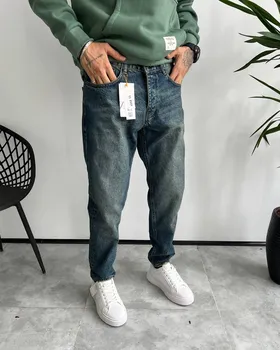 شلوار مام فیت آبی تیره کثیفشور ZARA