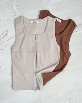 کراپ یقه خشتی جلو زیپ کد 1400186