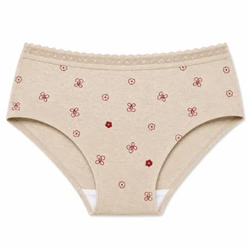 شورت تمام نخ عروسکی کرم طرح گل