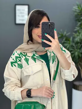 مانتو لینن گلدوزی آستین ریش