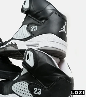 کتانی ساق‌دار زنانه و مردانه مشکی سفید Nike air jordan 5