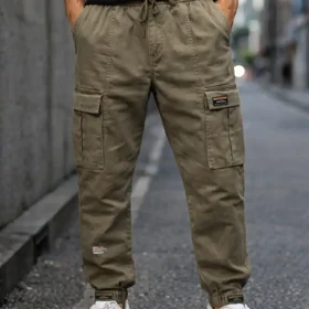 شلوار کتان شش جیب دمپا کشچسبی رنگ دیزت ارتشیکیفیت درجه یک