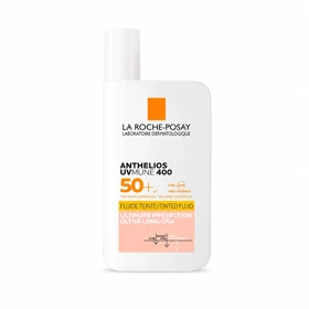 ضد آفتاب فلوئید رنگی و نامرئی لاروش پوزای، مدل Anthelios UVMune 400، با SPF 50 و محافظت بسیار بالا در برابر اشعههای UVA و UVB