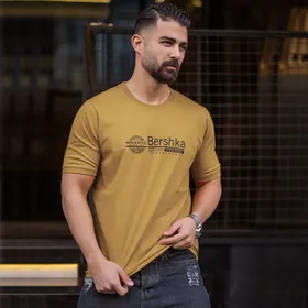 تیشرت مردانه Bershka برشکا رنگ نسکافه ای