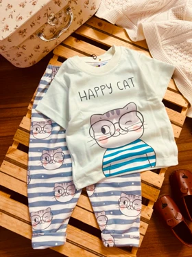 تیشرت شلوار بچگانه گربه دانشمند