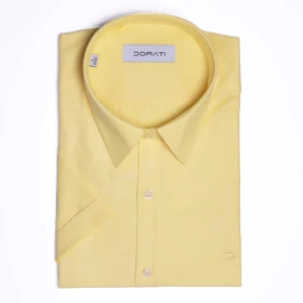 پیراهن آستین کوتاه مردانه کتان زرد کره ای