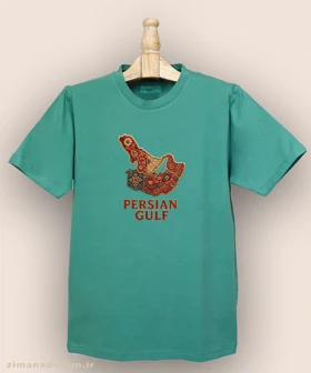 تیشرت مردانه و زنانه طرح خلیج فارس تلفیق با هنر فرش ایرانی