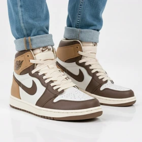 کتانی مردانه جردن ساق‌دار سفید قهوه ای