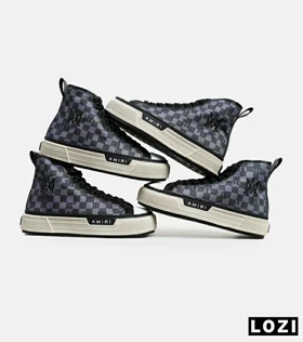 کفش اسنیکرزساق‌دار مشکی خاکستری Amiri Checkered