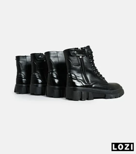 بوت مردانه چرمی مشکی ZARA