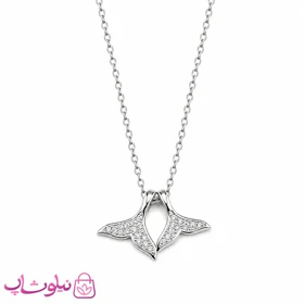گردنبند زنانه نقره ظریف وارداتی عیار 925 مدل دم وال دو عددی وزن 2/110 گرم