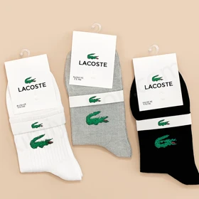 جوراب نیم ساق لاگوست – پک 3 عددی نخ پنبه درجه‌یک