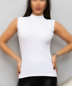 تاپ کبریتی آستین حلقه یقه گرد بالا