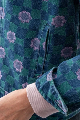 کت جین طرح دار شطرنجی مچ دار زنانه