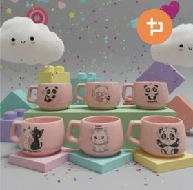 ماگ سرامیکی صورتی طرحدار