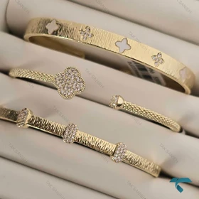 بنگل ونکلیف نگین‌دار طلایی VanCleef-8523-L