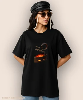 تیشرت لش مردانه و زنانه نوستالژی طرح اتو ذغالی