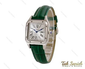ساعت کارتیر سانتوس دومونت زنانه بند چرم سبز Cartier-4074-L