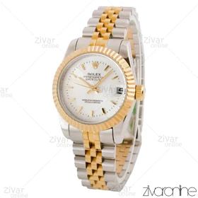 ساعت رولکس دیت جاست زنانه صفحه سیلور ایندکس خطی مدیوم 104834