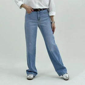 شلوار جین راسته لاین آبی روشن