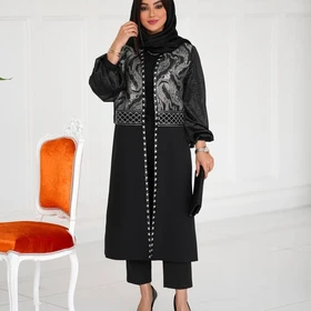مانتو مجلسی سایز بزرگ کد2021 مدل ماریانا (کالکشن عیدانه 1404)